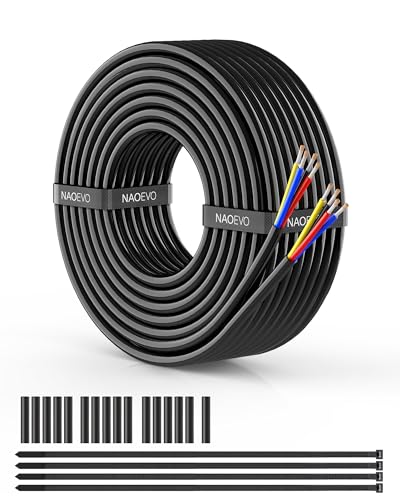 NAOEVO 14 Gauge Wire 4 Conductor, 14 Gauge Automotive Wire 12V Cable, 30FT - size: 30ft, style: 4C-14AWG