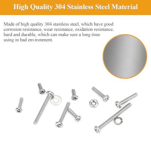 705 Pieces M2 Machine Screws Nuts Washers Set, Sutemribor M2 x 4/6/8/10/12/16/20mm Phillips Pan Head Machine Screws Nuts Washers Assortment Kit, 304 Stainless Steel, Fully Threaded - size: M2 Screws Kit, style: Phillips Pan Head