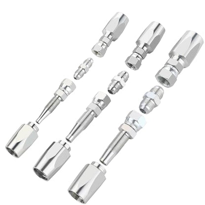 4PCS Reusable Hydraulic Hose Repair Fittings Kit, 1/2'' 3/8'' 1/4'' for Size #08#06#04 Single Wire Hydraulic Hose - size: 1/2''&3/8''&1/4''