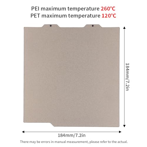 BORDSTRACT Double-Sided Build Plate, PET Carbon Fiber + PEI Spray Texture Spring Steel 184x184mm Without Soft Magnetic Base, Hot Bed Platform for A1/Mini 3D Printers - style: PEI texture + PET carbon fiber 184*184mm