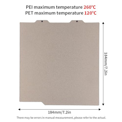 BORDSTRACT Double-Sided Build Plate, PET Carbon Fiber + PEI Spray Texture Spring Steel 184x184mm Without Soft Magnetic Base, Hot Bed Platform for A1/Mini 3D Printers - style: PEI texture + PET carbon fiber 184*184mm