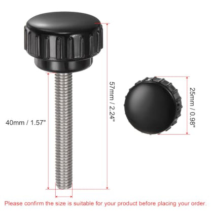 uxcell 4pcs Knurled Clamping Knobs M6 x 40mm Metric 304 Stainless Steel Male Thread Thumb Screw on Type 25mm Plastic Round Head Threaded Hand Bolt Stud Knobs Black - size: M6 x 40mm x 25mm