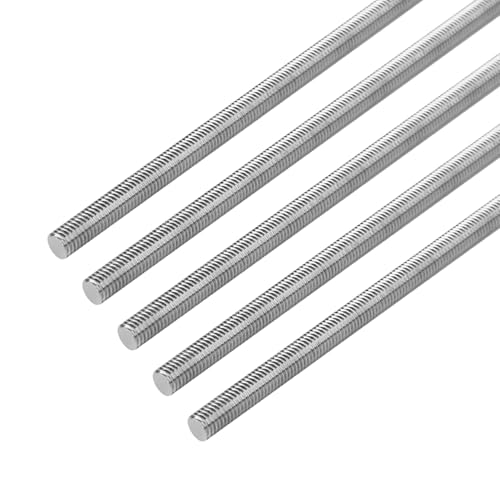 5Pcs Fully Threaded Rod & Studs, M5 x 200mm Long Threaded Screw, 0.8mm Thread Pitch, 304 Stainless Steel Right Hand Thread Bar Studs for Furniture Machinery Assembly - size: M5 x 200mm
