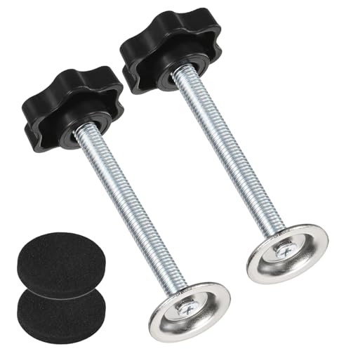 M METERXITY 2-Pack Star Handle Hand Screws, M8x70mm Carbon Steel Thread Star Clamping Knobs with Screws, Pressure Plate and Rubber Pad for Woodworking/Mechanical Equipment [Black] - size: M8 x 70mm