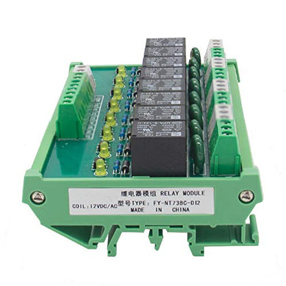 8 Channel Interface Relay Module 12VACDC DIN Rail Panel Mount for Automation PLC Board (FY-T738-12VACDC) - size: 12VACDC