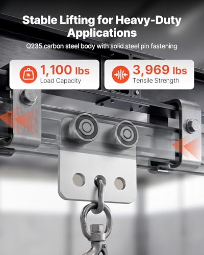 VEVOR 4 Wheel Trolley Assembly Rollers, 4 Pcs 1100 lbs Load, Dual Bearing Trolley Assembly for 1-5/8" Wide and All 1-5/8" or Taller Strut Channel, Heavy Duty Sliding Track System for Warehouse Garage