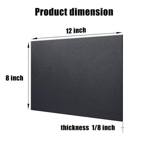 ABS Plastic Sheet 1/8 Inch Thick 8" x 12" (2-Pack),Two-Sided Heat Moldable Panel (Thermoplastic Textured Front & Smooth Back), Black Thermoform Board Great for DIY Projects, Decor, Handcrafts - size: 8" x 12" x 1/8"