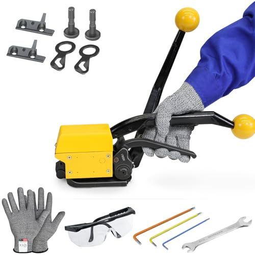 Packaging Metal Steel Strapping Banding Tool Machine for Steel Strap Integrates Functions of Tensioner Crimper and Cutter Sealless Combination (A333-3/4") - style: A333-3/4"