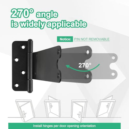 6“ Gate Hinges,280 Lbs Capacity,6 Pack Matte Black Heavy Duty Hinge - size: 6“-6 pcs-U-Matte Black