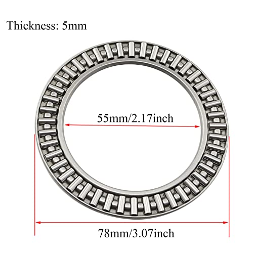 2 Sets AXK5578 Thrust Needle Roller Bearings with Washers 55mm Bore 78mm OD 5mm Width (2 x Bearings + 4 x Washers) - size: AXK5578