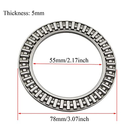 2 Sets AXK5578 Thrust Needle Roller Bearings with Washers 55mm Bore 78mm OD 5mm Width (2 x Bearings + 4 x Washers) - size: AXK5578