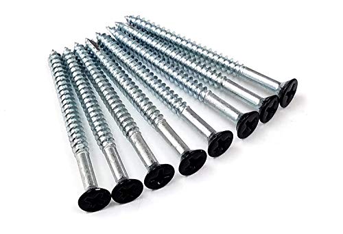 Long Wood Screws for Door Hinges Black 9 x 3 Inch 24-Pack - color: black