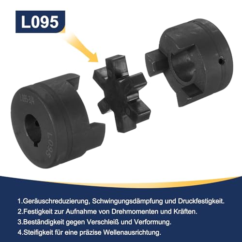 uxcell 3/4" to 1" L095 Flexible 3-Piece L-Jaw Coupling Coupler Set & Buna-N NBR Rubber Spider for Log Splitter Hybrid Equipment - size: 3/4 " to 1"