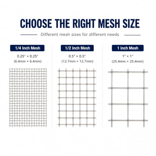 304 Stainless Steel Welded Wire Mesh Roll, Heavy Duty Metal Fence Wire for Chicken Coop, Garden Fence, Animal Enclosure, DIY & Home Improvement (1/4" Mesh, 23.5" x 20') - size: 1/4" Mesh, 23.5" x 20'