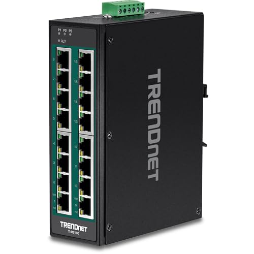TRENDnet 16-Port Industrial Gigabit PoE+ DIN-Rail Switch TI-PG160 - style: 16 Port Switch