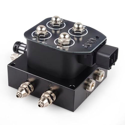 12V Air Ride Suspension 4-Valve Air Ride Suspension Manifold - 1/4 NPT, With quick connectors and plugs （only solenoid valve） - color: 4-Valve
