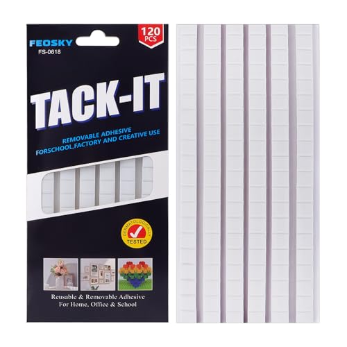 Feosky Adhesive Poster Sticky Tack Putty, Reusable and Removable Adhesive Putty, 120PCS, Mounting Putty for displaying Wall Paintings, Museum Art Photography, Picture, Crafts (White, Pack of 1) - color: White, size: 1Pack