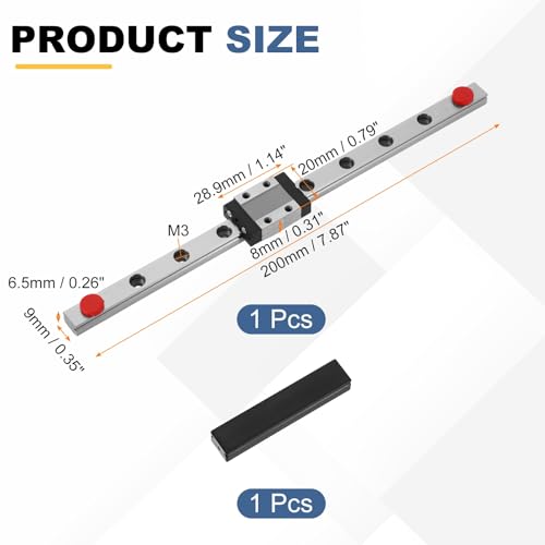 uxcell MGN9 200mm Linear Sliding Rail Guide Linear Motion Guideway - size: 200mm