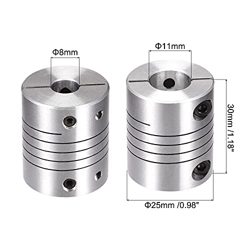 uxcell Motor Shaft 8mm to 11mm Helical Beam Coupler Coupling 25mm Dia 30mm Length - size: 8mm to 11mm