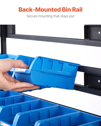 VEVOR 7-Tier Double-Sided Rolling Bin Storage Rack, 94 Plastic Bins, Dual-Sided Parts Organizer with Wheels, Mobile Tool Organizer for Garage, Warehouse, Office, Restaurant, Classroom, Kitchen