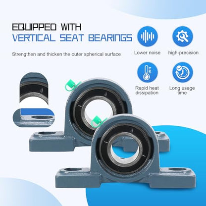 2 Pack UCP206-20 Pillow Block Bearing - Pack of 2 Mounted Pillow Block Bearings - 1 1/4" Mounted Pillow Block Chrome Steel Bearings Solid Cast Iron Base - Self Alignment - style: UCP206-20