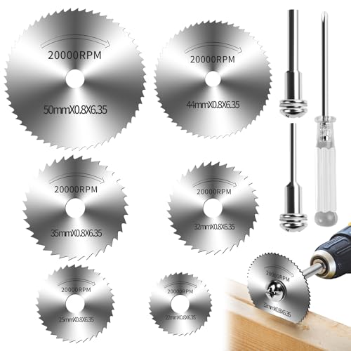 9Pcs 1/4" Hex Shank Rotary Saw Blades Cutting Wheel Set - color: silver