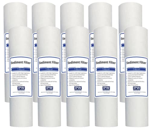 IPW Industries Inc. - Whole House Water and Sediment Filter Replacement - 5 Micron Catridge for Polypropylene and Culligan HF-360-10 Pack, 10 Inch