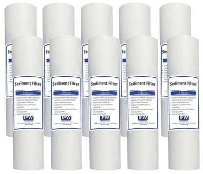 IPW Industries Inc. - Whole House Water and Sediment Filter Replacement - 5 Micron Catridge for Polypropylene and Culligan HF-360-10 Pack, 10 Inch