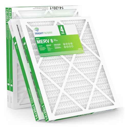 TRIGHTFILTERS 14x20x1 Air Filter 4 Pack, MERV 8 Filter Replacement - size: 14x20x1-4pack