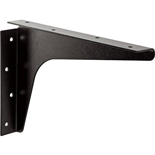 8" x 12" Heavy-Duty Steel Shelf Bracket, Black, Pair