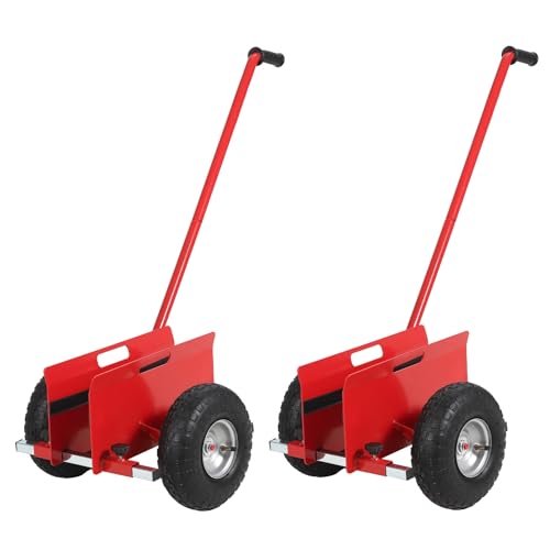 Garvee Panel Dolly with Extended Handle, 660 LBS Capacity, Heavy Duty Drywall Cart with 10" Solid Rubber Wheels, Panel Cart for Sheetrock Plywood & Doors Transport - color: Red | 2 Pack