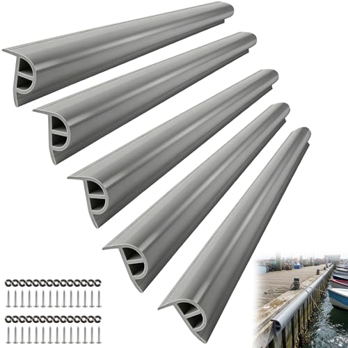 ORLANG 10ft/16.4ft/23ft Marine-Grade Dock Bumpers,PVC Dock Fenders with Stainless Steel Screws and Washers,P-Type Boat Dock Guards,Dock Post Bumpers for Docking Edges, Horizontal Decks or Piers - color: Grey, size: 16.4FT