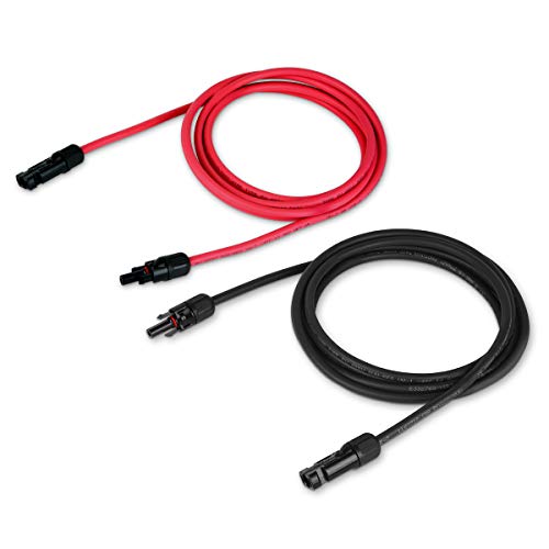 TEMCo Solar Panel Extension Cable 8 AWG 2.5 Ft Red + 2.5 Ft Black w/Staubli MC4 Connectors - color: 8 AWG, size: 2.5 Feet Black + 2.5 Feet Red