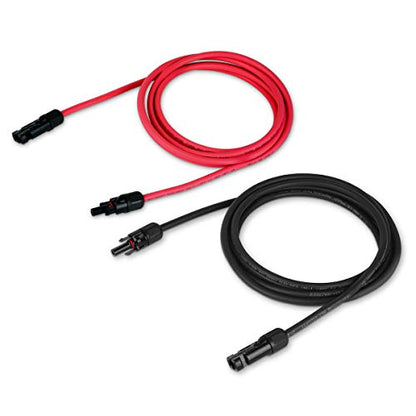 TEMCo Solar Panel Extension Cable 8 AWG 2.5 Ft Red + 2.5 Ft Black w/Staubli MC4 Connectors - color: 8 AWG, size: 2.5 Feet Black + 2.5 Feet Red