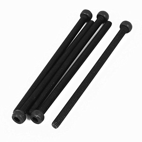 uxcell M4x75mm Fully Thread Hex Socket Head Knurled Cap Screw Bolt Black 5pcs - size: M4 x 75mm