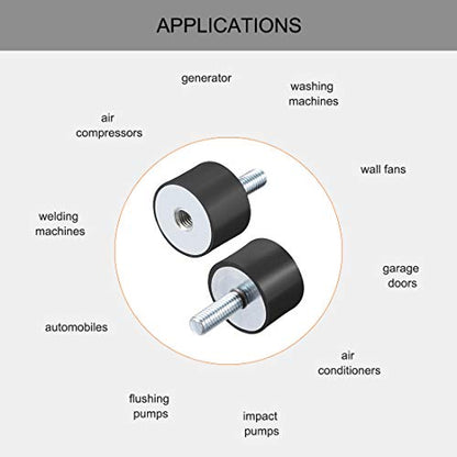 uxcell M8 Male Female Rubber Mounts, Shock Absorber, for Motor Generator Compressor Garage Reverse Osmosis Pump Impact Air Generator Car Bobbins, D30mmxH20mm 4pcs - size: M8*23 D30*H20