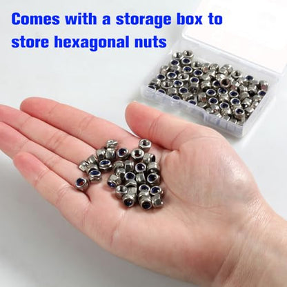 M3 x 0.5mm Nylon Inserted Self Locking Nut Assortment Kit, 100 Pcs - size: M3
