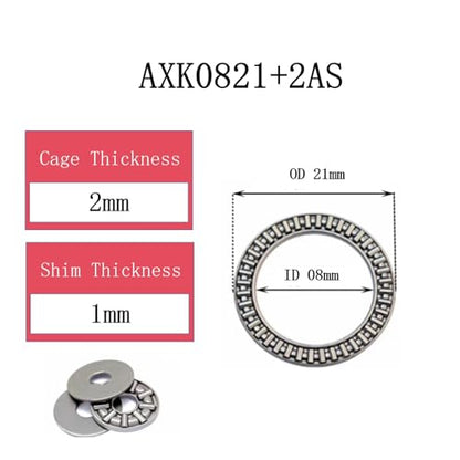 2PCS AXK0821 Thrust Needle Roller Bearings with Washers - size: 0821(8*21)