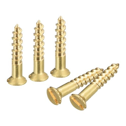 uxcell Brass Wood Screws, 30Pcs M2 x 12mm Slotted Drive Flat Head Self Tapping Screw Countersunk for Woodworking Furniture - size: M2 x 12mm