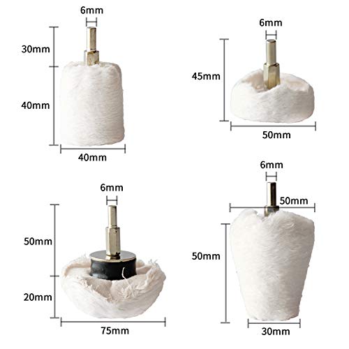 Polishing Pad Buffing Wheel Kit White Flannelette 12 Pack, for Drill for Metal Aluminum Stainless Steel Chrome Wood Plastic Ceramic Glass Woods Fabric Cotton Machine Jewelry etc - size: 12 PCS