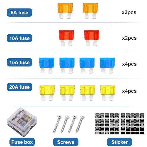 6 Way 12V Fuse Box Waterproof Fuse Box Holder with LED Indicator