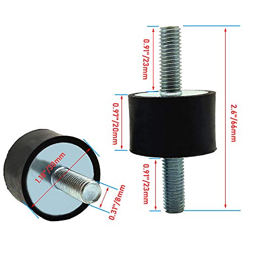 4Pcs M8 30x20mm Rubber Isolator Mounts Double Stud Shock Absorber - size: M8, VV30*20+2G8*23
