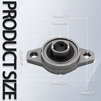 Zorfeter 10mm/0.39Inch Pillow Block Bearing KFL000 4Pcs - size: KFL000