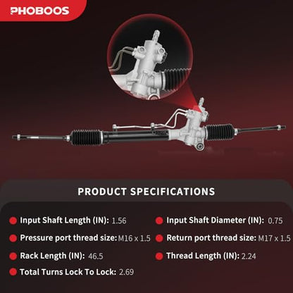 PHOBOOS Hydraulic Power Steering Rack and Pinion Fit for Toyota RAV4 - size: 26-1613