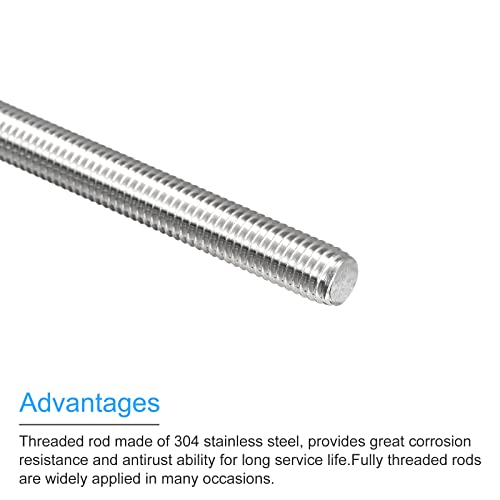 MECCANIXITY Fully Threaded Rod M10 x 110mm 1.5mm Thread Pitch 304 Stainless Steel Right Hand Threaded Rods Bar Studs 6 Pack - size: M10x110mm