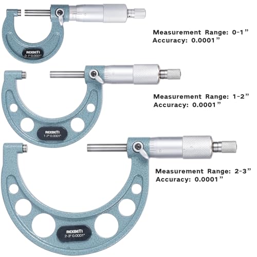 REXBETI Outside Micrometer, Ultra-Precision Carbide Tipped Measuring Tool - size: 0-3" Range