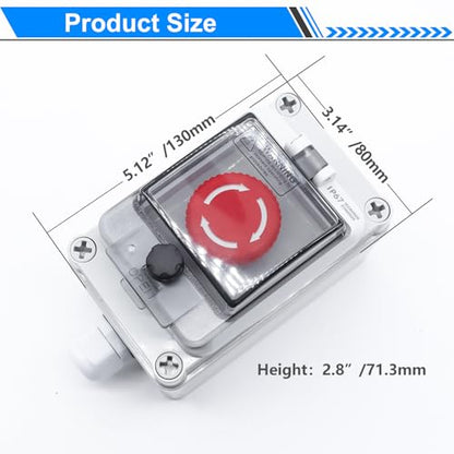 mxuteuk 1NC 1NO E-Stop Switches with Box Red Mushroom Emergency E-Stop Push Button Switch AC 660V 10A Switch Station Box G076 - color: Red/LA38A-11ZS-BOX IP67, size: 1NC 1NO