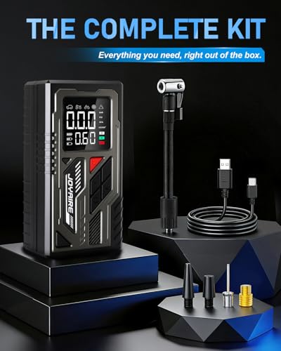 Air Pump for Balls, Car, 12V & 4000mAh Battery, 150PSI Max Pressure