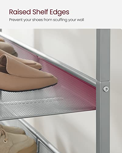 VASAGLE 5-Tier Shoe Rack, Adjustable, Freestanding - color: Charcoal Grey + Metallic Silver, size: 5 Tiers (29.5"W)