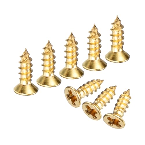 M METERXITY 100-Pack Brass Wood Screws, M2 x 6mm Phillips Flat Head Self-Tapping Screw Connector Fasteners for Door Hinges/Woodworking/Furniture Repair/Gardening/DIY Crafts Decorative Screws - size: M2x6mm